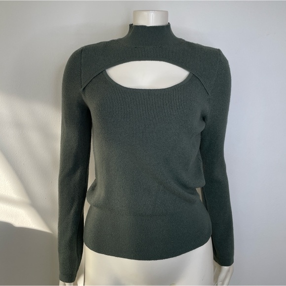 Y2K Ribbed Knit Mock Neck Cut Out Sweater size M - Picture 2 of 8